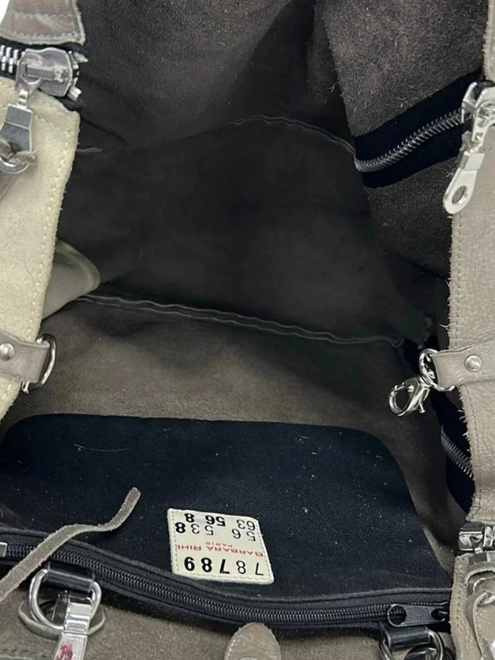 barbara rihl Beige Gray Black Multi Leather Hardware Tote Bag